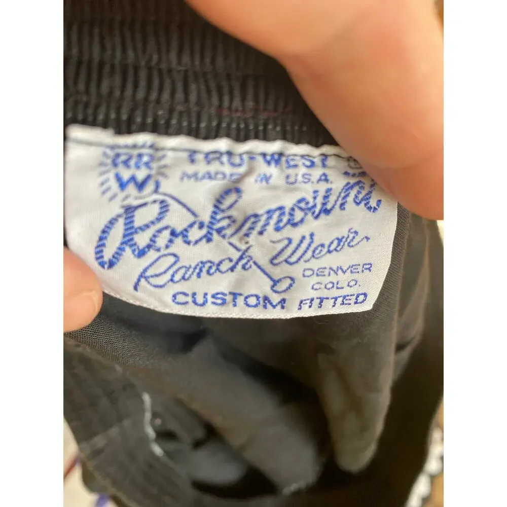 Rockmount Ranch Wear Western Square Dancing Circle Skirt Black / White Lace Trim